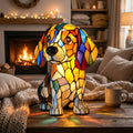 Vintage Beagle Dog Resin Stained Glass Style Lamp