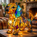 Vintage Dachshund Dog Resin Stained Glass Style Lamp