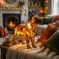Vintage German Shepherd Dog Resin Stained Glass Style Lamp